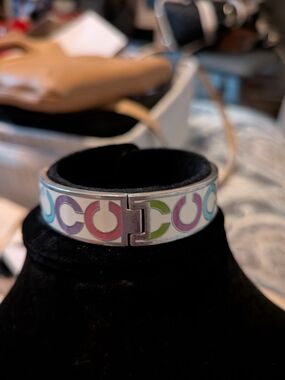 Coach Enamel Cuff Bracelet in Pastel Pink Purple Blue Green